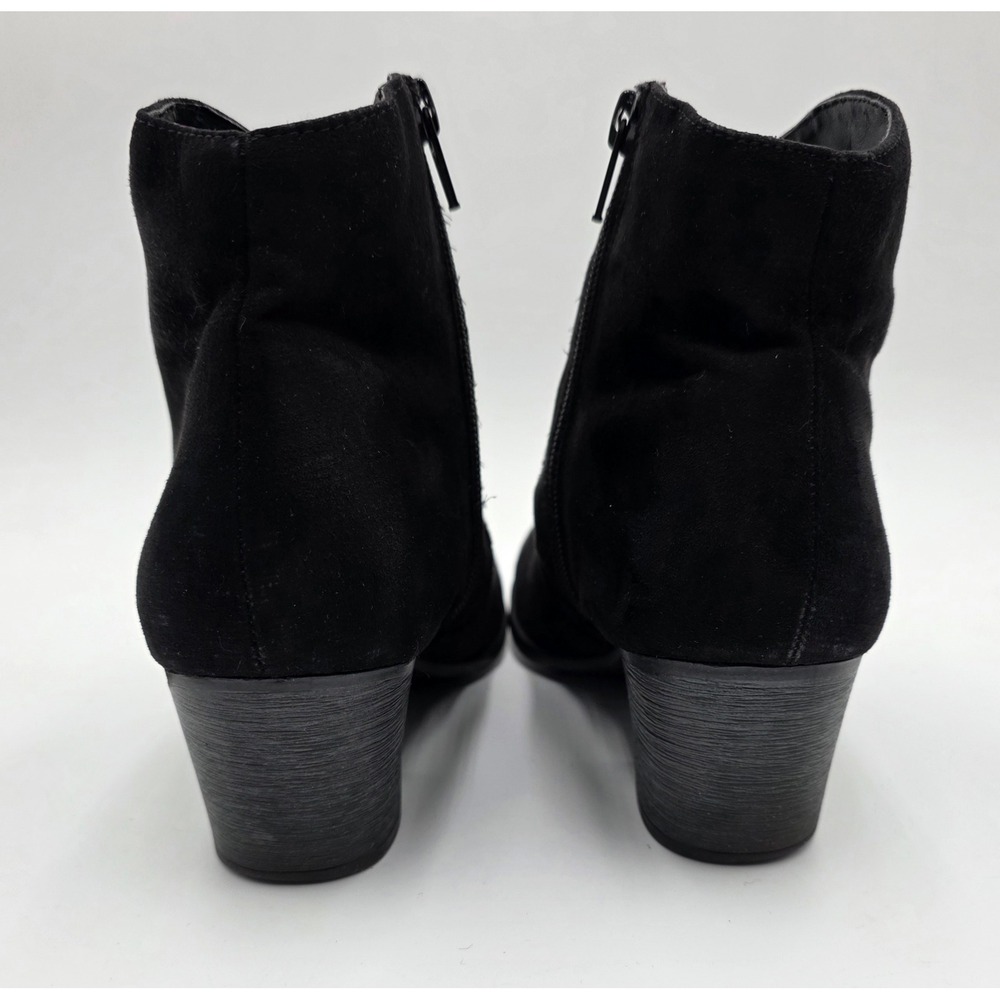 Faded Glory Women's Black Faux Suede Ankle Boots Block Heel Side Zip Size 7 - Picture 11 of 12